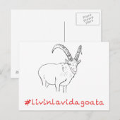 Carte Postale Livin La Vida Goata Drôle Chèvre slogan Art Design (Devant / Derrière)