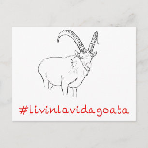 Carte Postale Livin La Vida Goata Drôle Chèvre slogan Art Design
