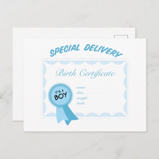 Carte Postale Livraison spéciale (Devant / Derrière)