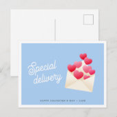 Carte Postale Livraison spéciale Cœurs Enveloppe Saint-Valentin (Devant / Derrière)