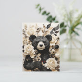 Carte Postale Livre blanc Roses & Black Bear Valentine (Debout devant)