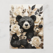 Carte Postale Livre blanc Roses & Black Bear Valentine (Devant)