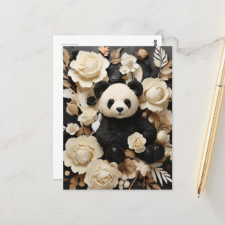 Carte Postale Livre blanc Roses & Panda Bear Valentine