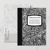 Carte Postale Livre de composition personnalisé Noir/Blanc École (Devant / Derrière)