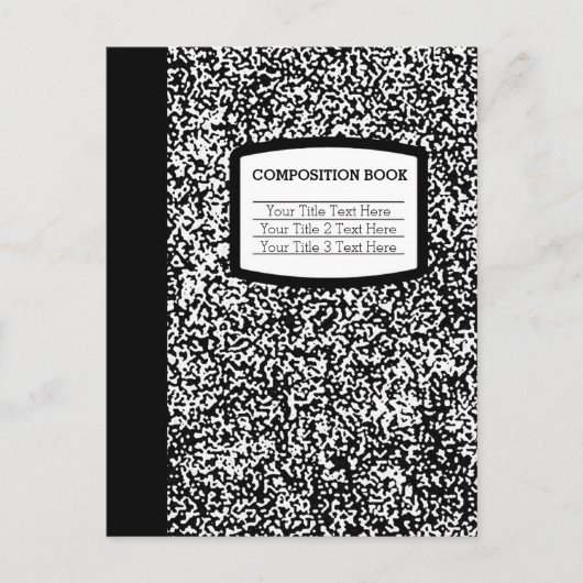 Carte Postale Livre de composition personnalisé Noir/Blanc École (Devant)