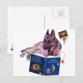 Carte Postale Livre de lecture berger allemand (Devant / Derrière)