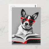 Carte Postale Livre de lecture de chien (Devant / Derrière)