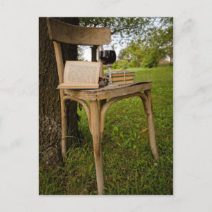 Carte Postale Livre et vin
