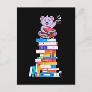 Carte Postale Livre Lecture Thé Café Kawaii Bookworm Koala