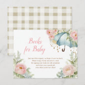 Carte Postale Livres à parapluies florales rose vertes pour bébé (Devant / Derrière)