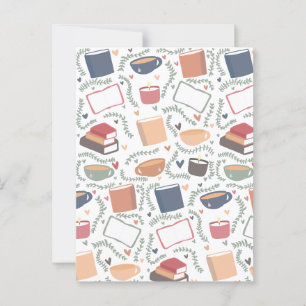 Carte Postale Livres, Bougies Et Thé