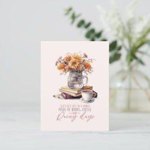 Carte Postale Livres, café et jours pluvieux