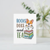 Carte Postale Livres Chiens et Week-end de lecture thé (Debout devant)