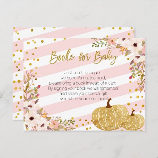 Carte Postale Livres Citrouilles en or rose pour bébé (Devant / Derrière)