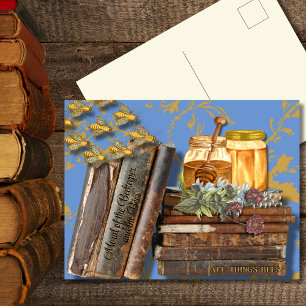 Carte Postale Livres d'abeilles et miel Un mélange Vintage rusti