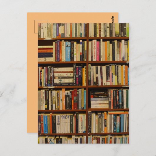 Carte Postale Livres dans la bibliothèque (Devant / Derrière)