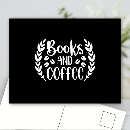 Carte Postale Livres et café