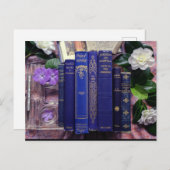 Carte Postale Livres et fleurs (Camellia) (Devant / Derrière)