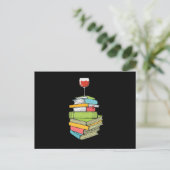 Carte Postale Livres Et Vin J'Aime Lire Livres (Debout devant)
