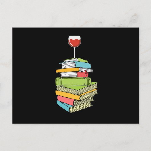 Carte Postale Livres Et Vin J'Aime Lire Livres (Devant)