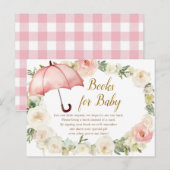 Carte Postale Livres parapluie floraux rose blanc pour bébé (Devant / Derrière)