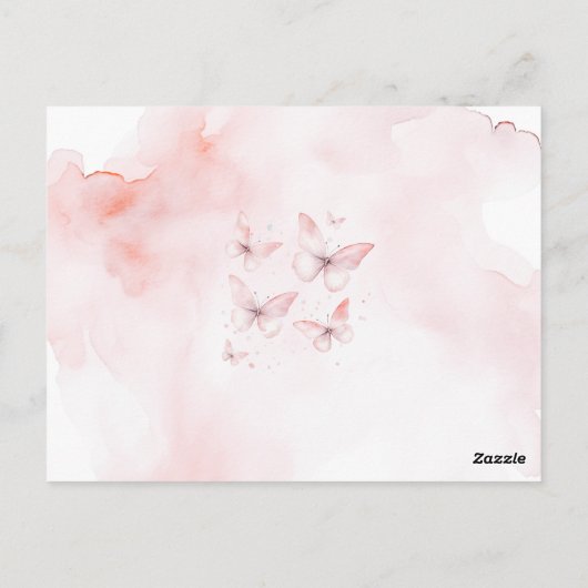 Carte Postale Livres pour bébé Pink Butterfly Baby Shower (Dos)