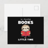 Carte Postale Livres Sloth Lire Livre Bookworm Bookworm (Devant / Derrière)