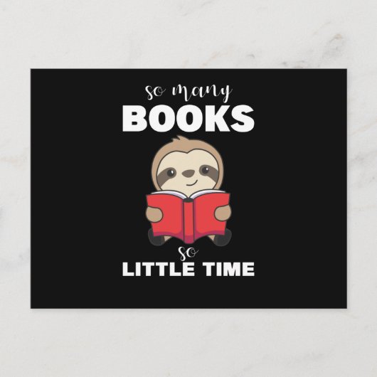 Carte Postale Livres Sloth Lire Livre Bookworm Bookworm (Devant)