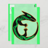 Carte Postale Lizard vert tribal unique (Devant / Derrière)