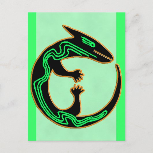Carte Postale Lizard vert tribal unique (Devant)