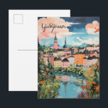 Carte Postale Ljubljana Slovenia Travel City Painting Aesthetic<br><div class="desc">Ljubljana Slovenia Travel City Painting Aesthetic</div>