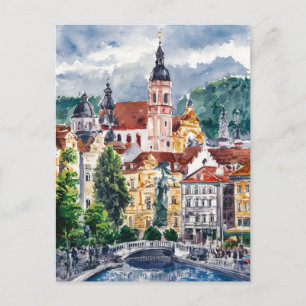 Carte Postale Ljubljana, Slovénie Peinture de voyage