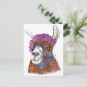 Carte Postale Llama à fleurs (Debout devant)