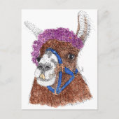 Carte Postale Llama à fleurs (Devant)