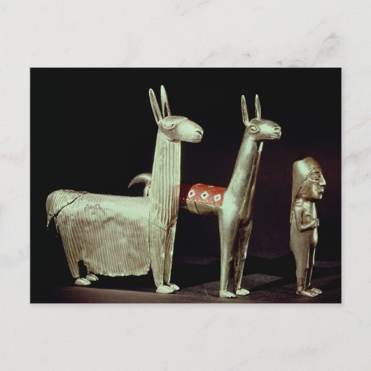 Carte Postale Llama, alpaga et femme (Devant)