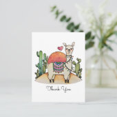 Carte Postale Llama Aquarelle Avec Cactus (Debout devant)