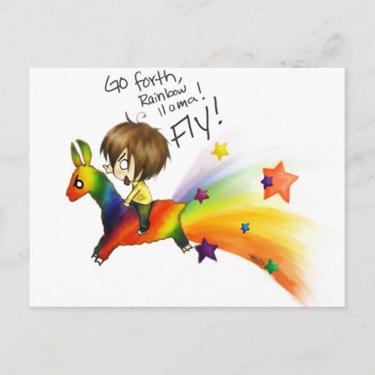 Carte Postale Llama arc-en-ciel (Devant)
