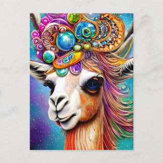 Carte Postale Llama coloré à bijoux