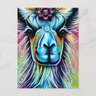 Carte postale Llama colorée