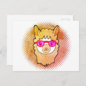 Carte Postale Llama Cute Avec Verres Dessin (Devant / Derrière)