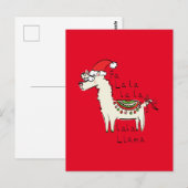 Carte Postale Llama Cute Drôle Noël Vacances (Devant / Derrière)
