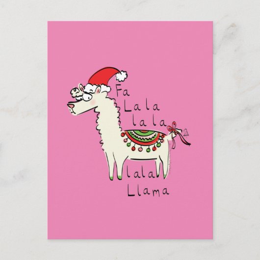 Carte Postale Llama Cute Drôle Noël Vacances (Devant)