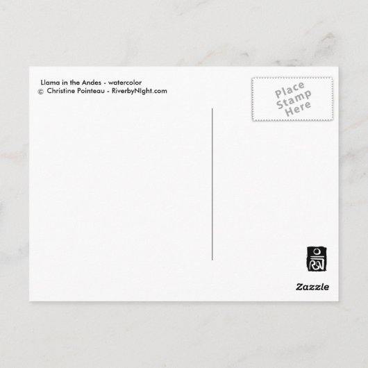 Carte Postale Llama dans les Andes (Dos)