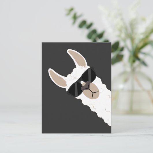 Carte Postale Llama drôle avec lunettes de soleil cool alpaca (Debout devant)