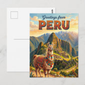 Carte Postale Llama du Pérou (Devant / Derrière)