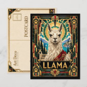Carte Postale Llama, faune Art déco (Devant / Derrière)