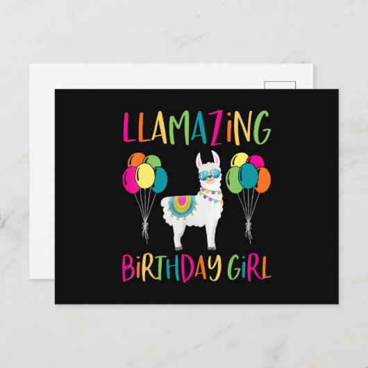 Carte Postale Llama Fête Alpaca (Devant / Derrière)