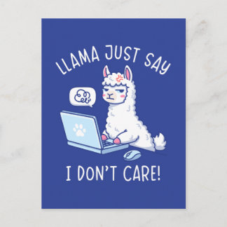 Carte Postale Llama Just Say I Don't Care - Funny Llama Office