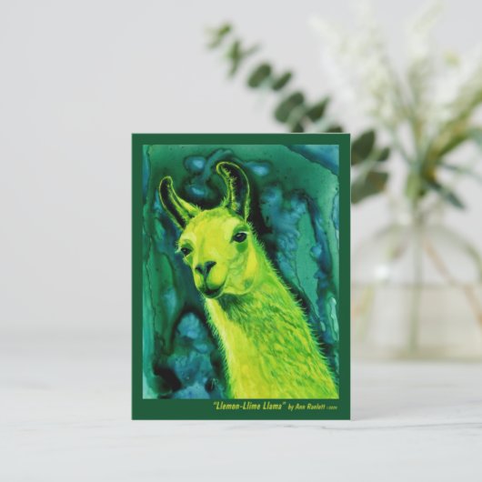 Carte postale Llama - "Llemon-Llime Llama" (Debout devant)