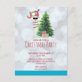 Carte Postale Llama on Silver Bokeh & Icy Blue Christmas Party (Devant)